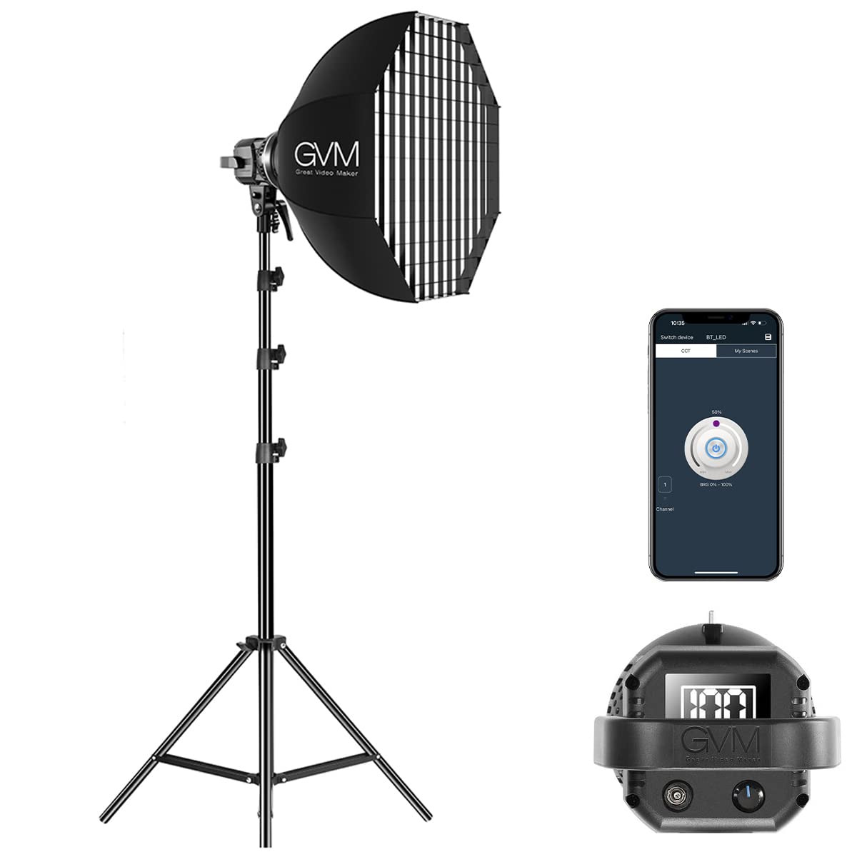 GVM Great Video Maker GVM 80W Photo Studio Lighting Kit, LED Video Light with Bowen Mount 23.6" Softbox, Tripod Stand, Continuous Output Daylight 5600K Lights for Photography